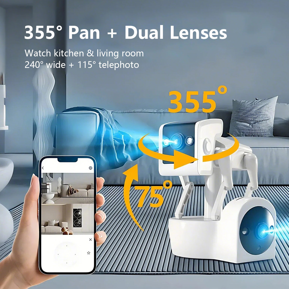 Robot Dog Design Pet Camera | Dual Lens & Free Cloud Storage