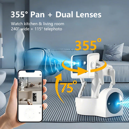 Robot Dog Design Pet Camera | Dual Lens & Free Cloud Storage