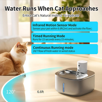 Stainless Steel Cat Water Fountain | 108oz/3.2L & Automatic