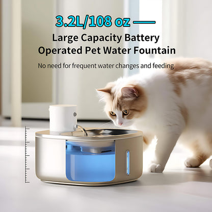 Stainless Steel Cat Water Fountain | 108oz/3.2L & Automatic